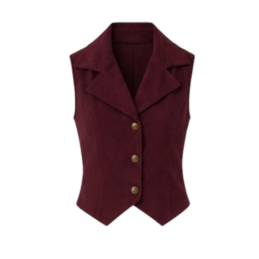 CHALECO CUELLO LEA/VINO